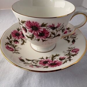 Vintage Royal Vale Teacup and Saucer Set Pink Carnations